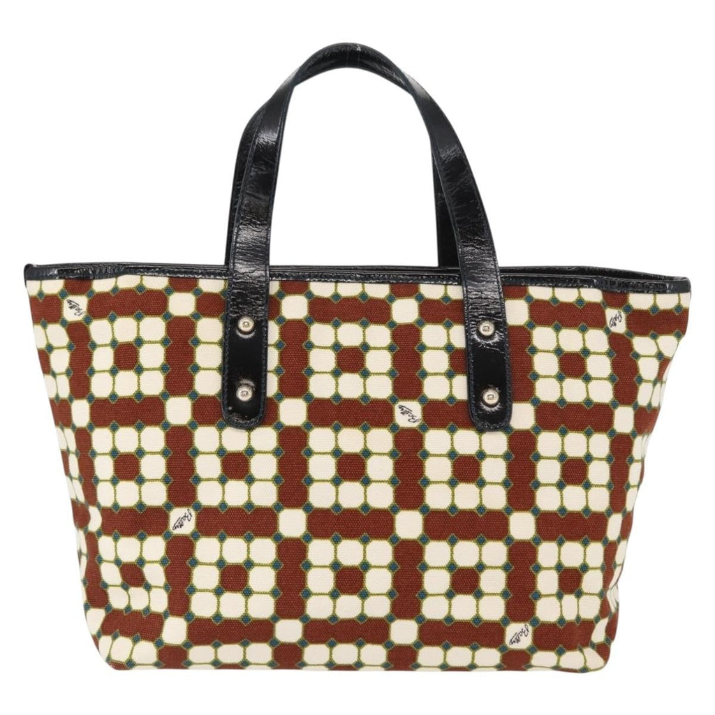 Bally Vintage Handbag Canvas Brown Canvas Handbag (Authentic  )