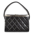 Chanel Vintage Metal Box Bag Quilted Lambskin Black Leather Handbag (Authentic  )