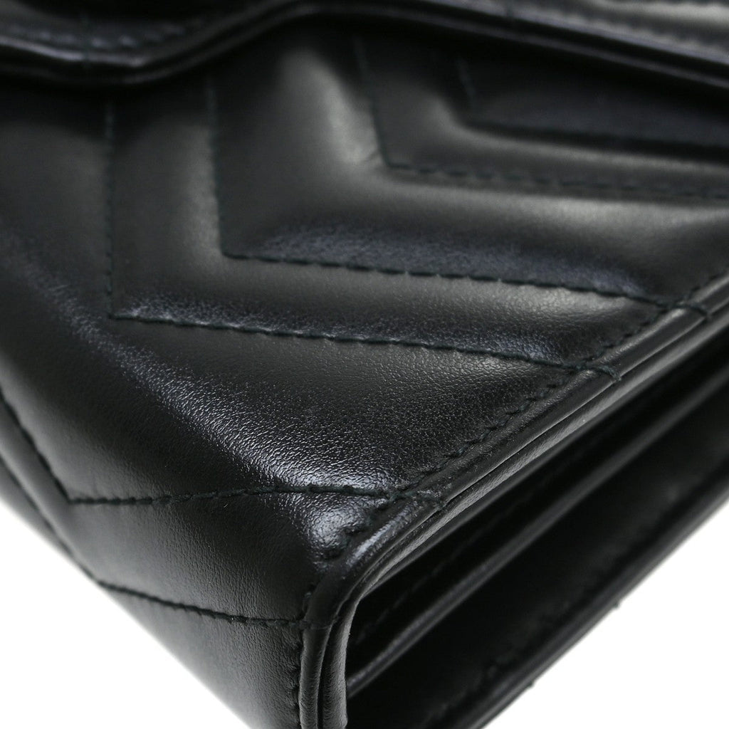 Gucci Gg Marmont Shoulder Bag Matelasse Leather Black Leather Handbag ( )