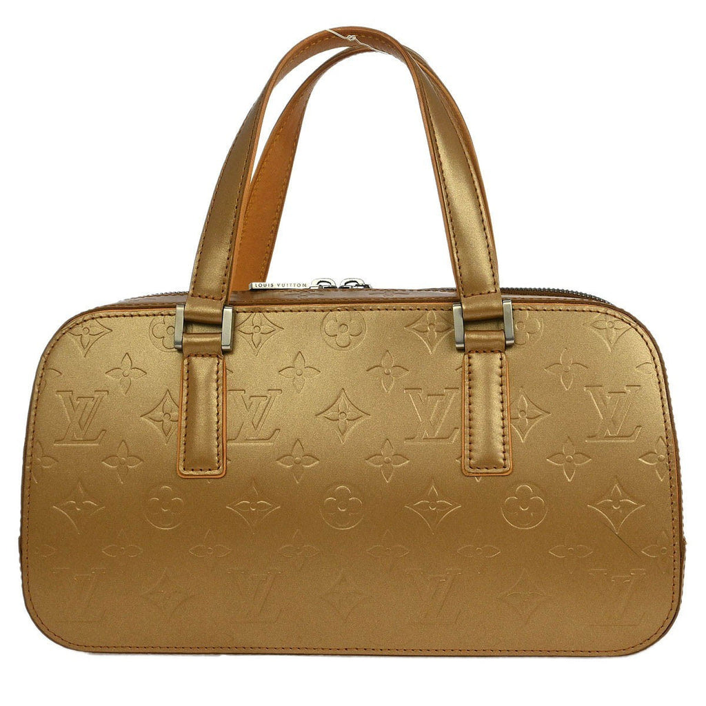 Louis Vuitton Mat Shelton Handbag Monogram Vernis Beige Leather Handbag (Authentic  )
