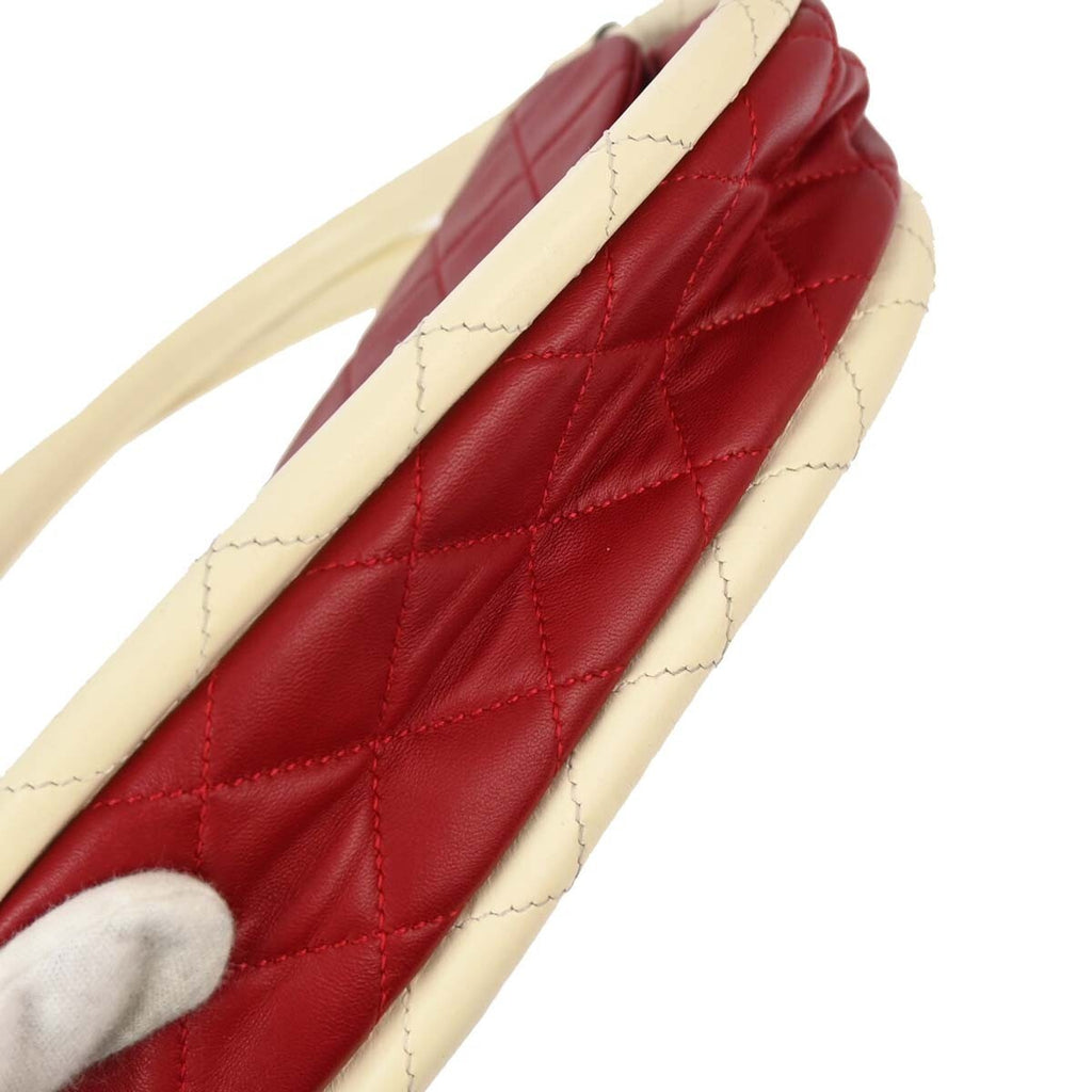 Chanel Hula Hoop Bag Quilted Lambskin Red Lamb Handbag (Authentic  )