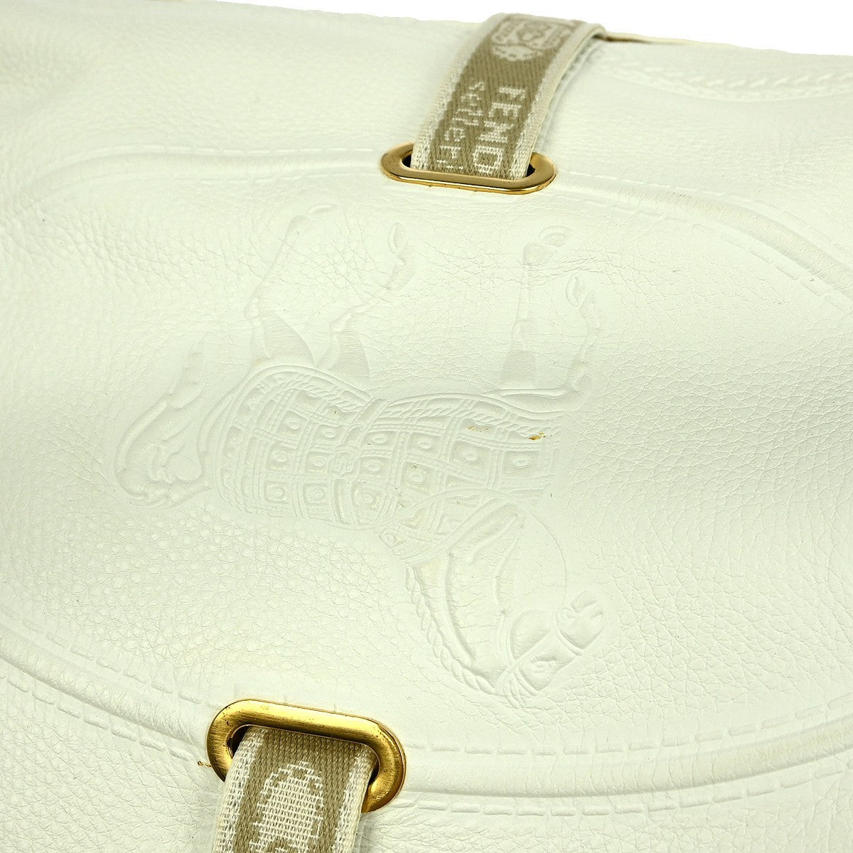 Fendi Selleria Peekaboo Bag Leather White Leather Handbag ( )