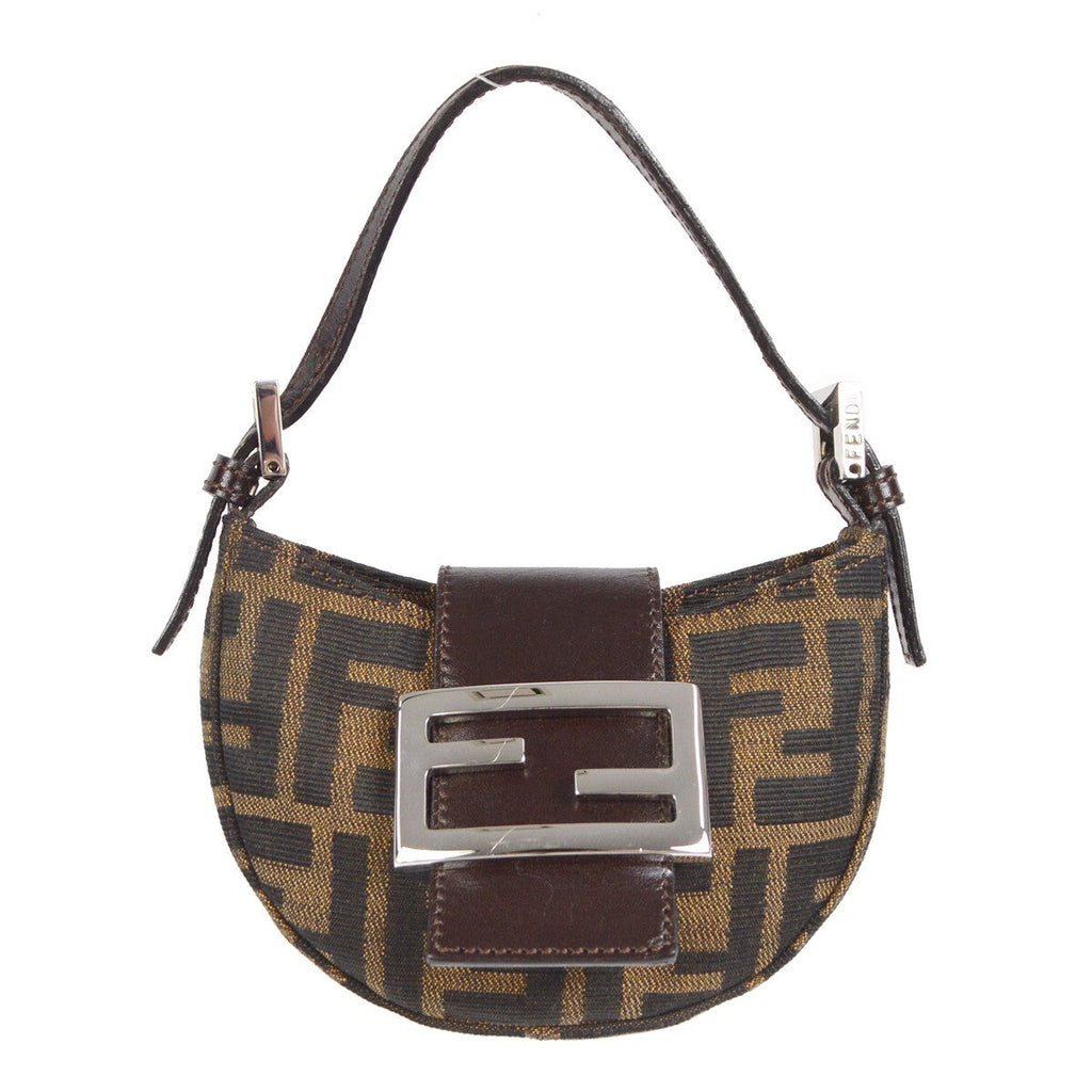 Fendi Vintage Croissant Bag Zucca Canvas Brown Canvas Handbag (Authentic  )