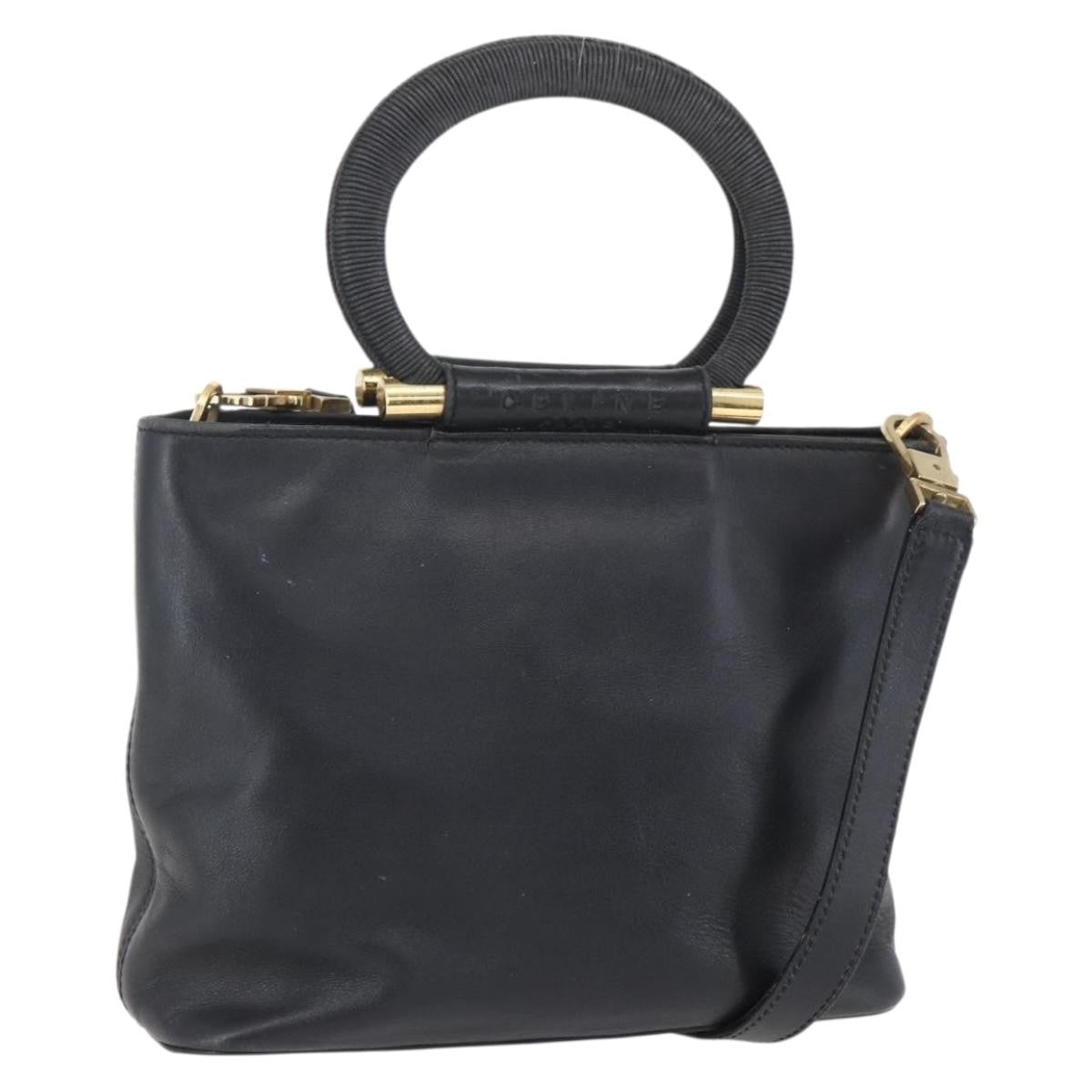 Celine Handbag Leather Black Leather Handbag (Authentic  )