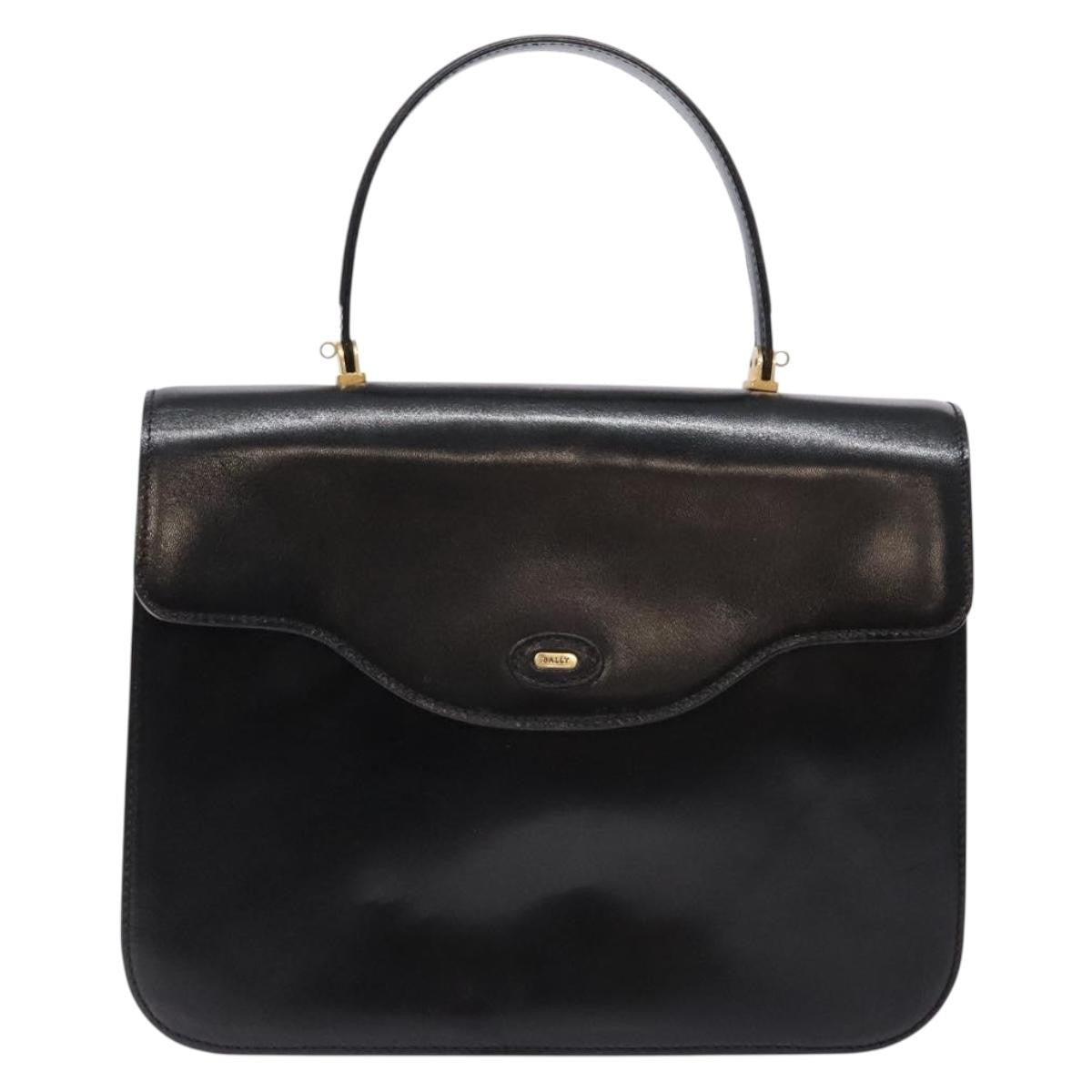 Bally Handbag Leather Black Leather Handbag (Authentic  )