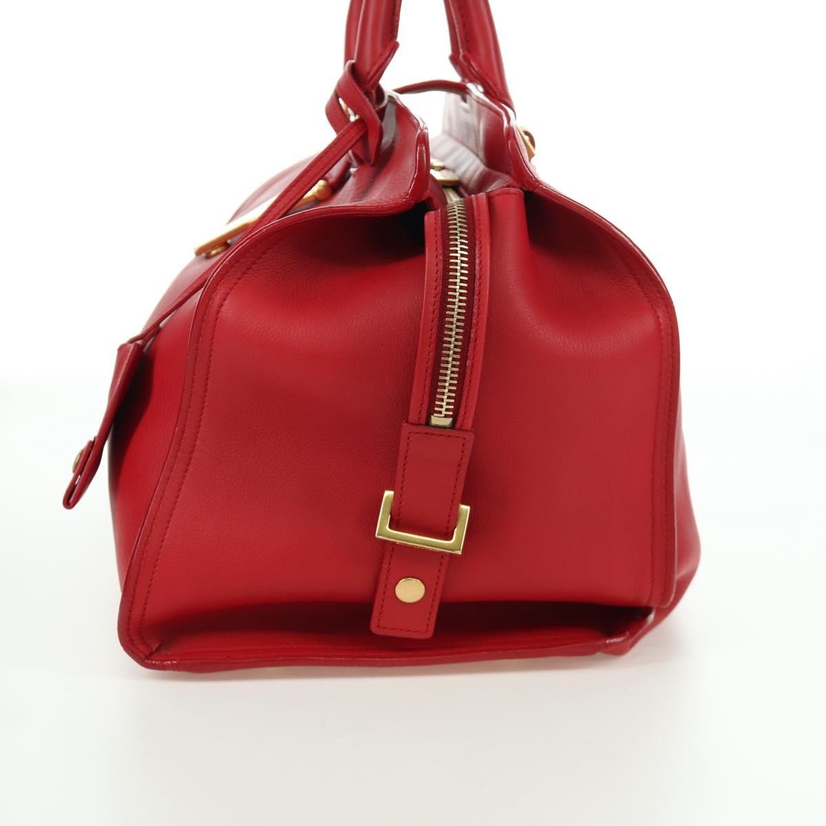 Saint Laurent Classic Y Cabas Leather Red Leather Handbag (Authentic  )
