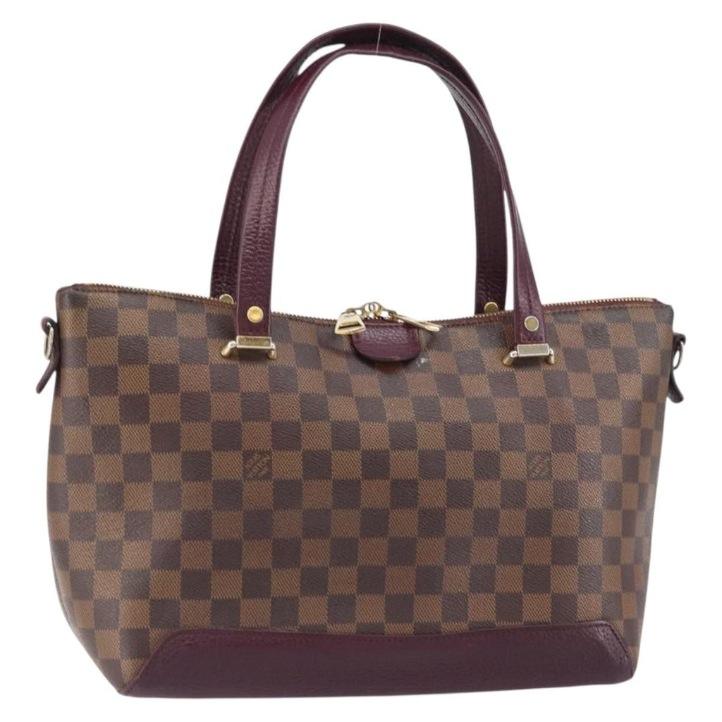 Louis Vuitton Hyde Park Handbag Damier With Leather Brown Canvas Handbag (Authentic  )