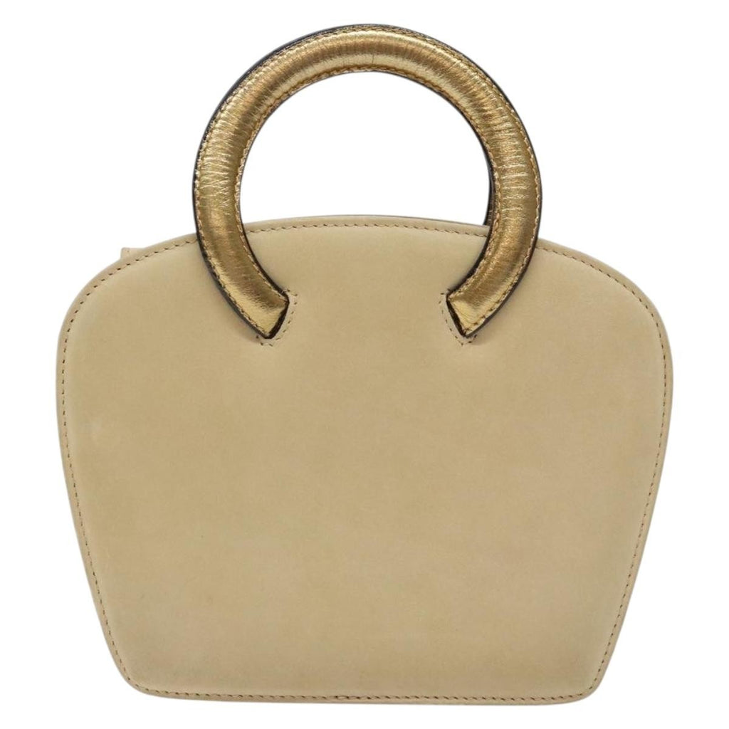 Salvatore Ferragamo Vintage Handbag Suede Beige Suede Handbag (Authentic  )