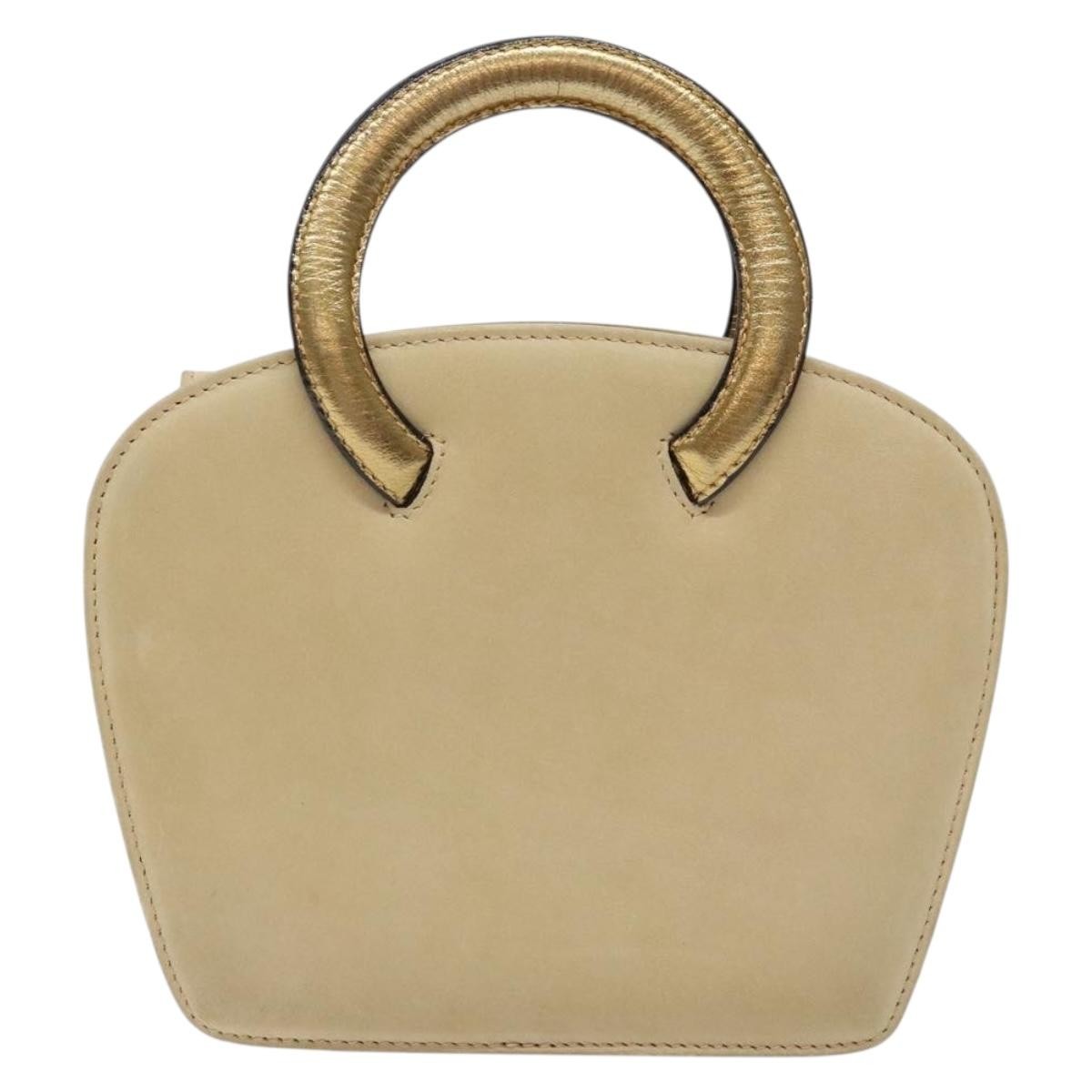 Salvatore Ferragamo Vintage Handbag Suede Beige Suede Handbag (Authentic  )