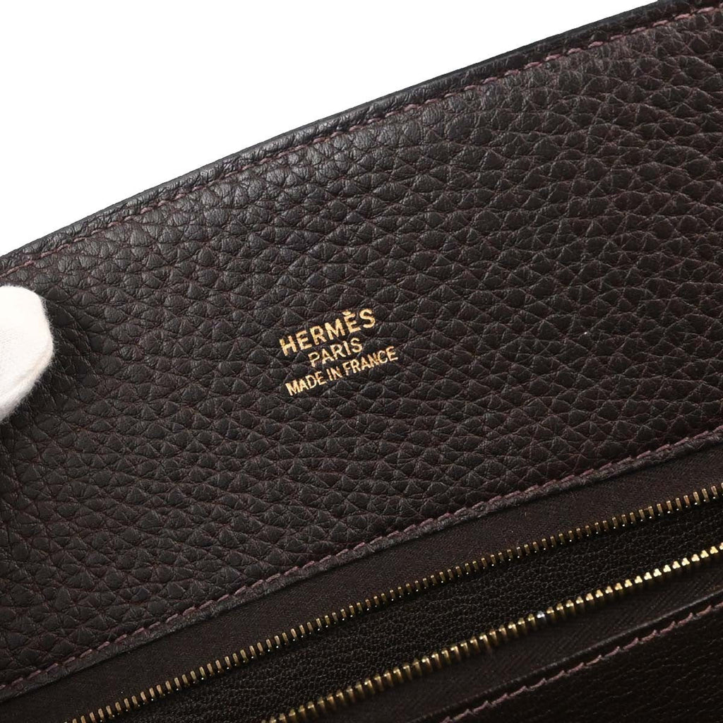 Hermes White Bus Bag Leather Brown Leather Handbag ( )