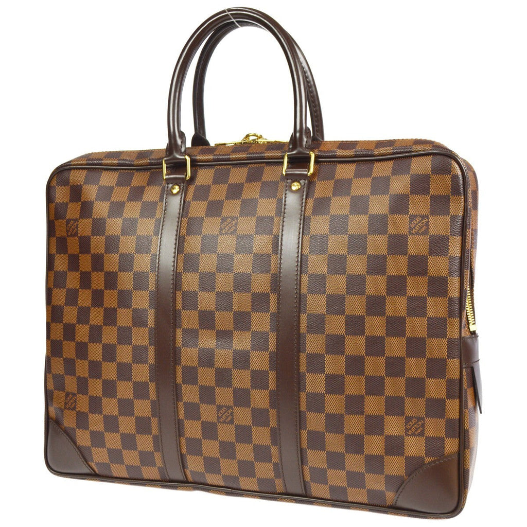 Louis Vuitton Porte-Documents Voyage Briefcase Damier Brown Canvas Briefcase Bag (Authentic  )