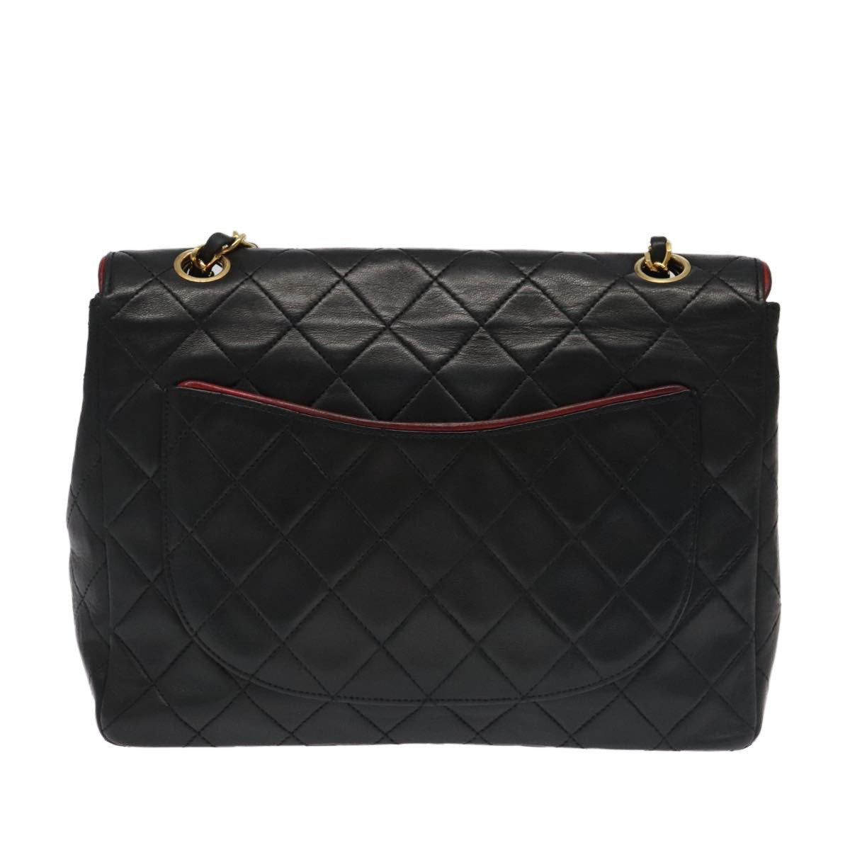 Chanel Flap Shoulder Bag Leather Black Leather Handbag ( )