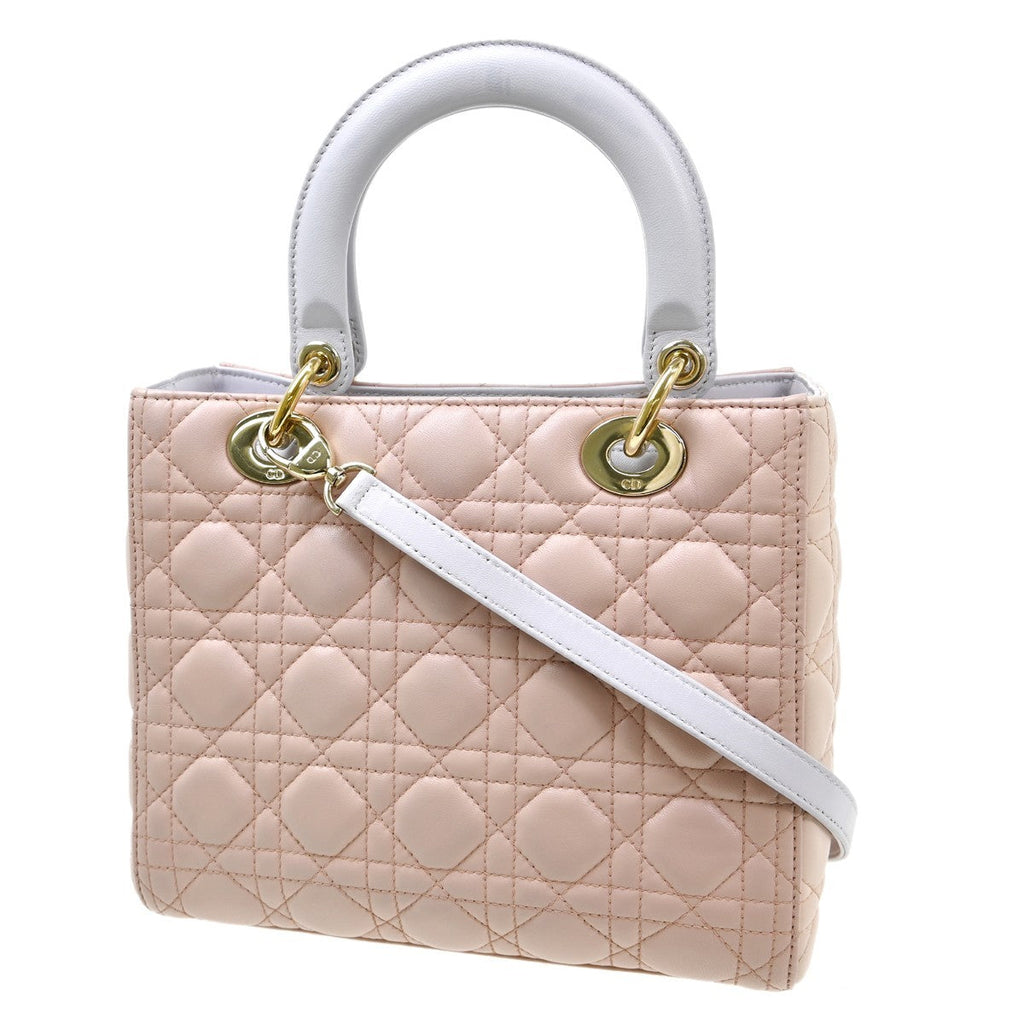 Christian Dior Lady Dior Bag Cannage Quilt Lambskin Pink Leather Handbag ( )