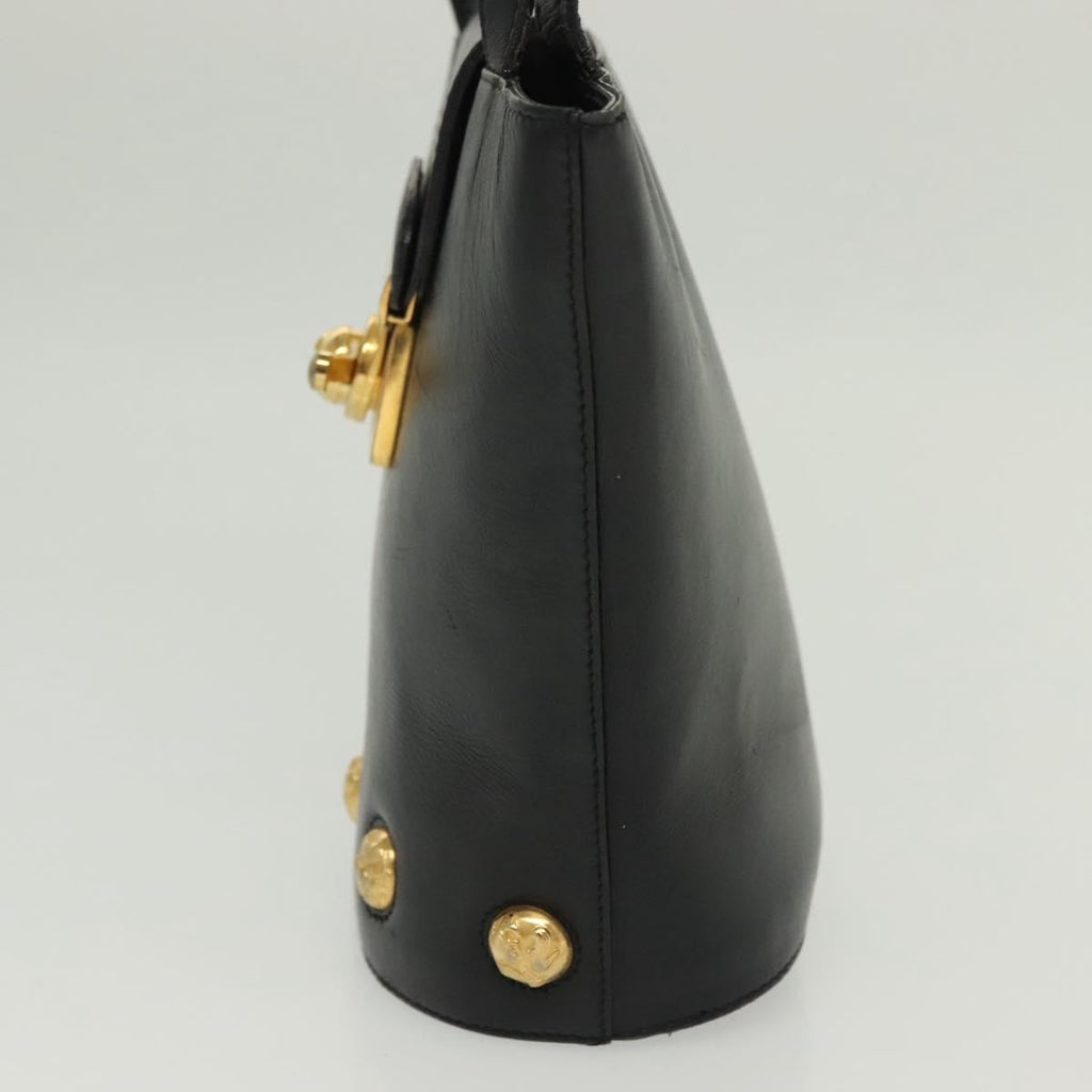 Salvatore Ferragamo Vintage Handbag Leather Black Leather Handbag (Authentic  )