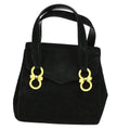 Salvatore Ferragamo Gancini Handbag Suede Black Suede Handbag (Authentic  )