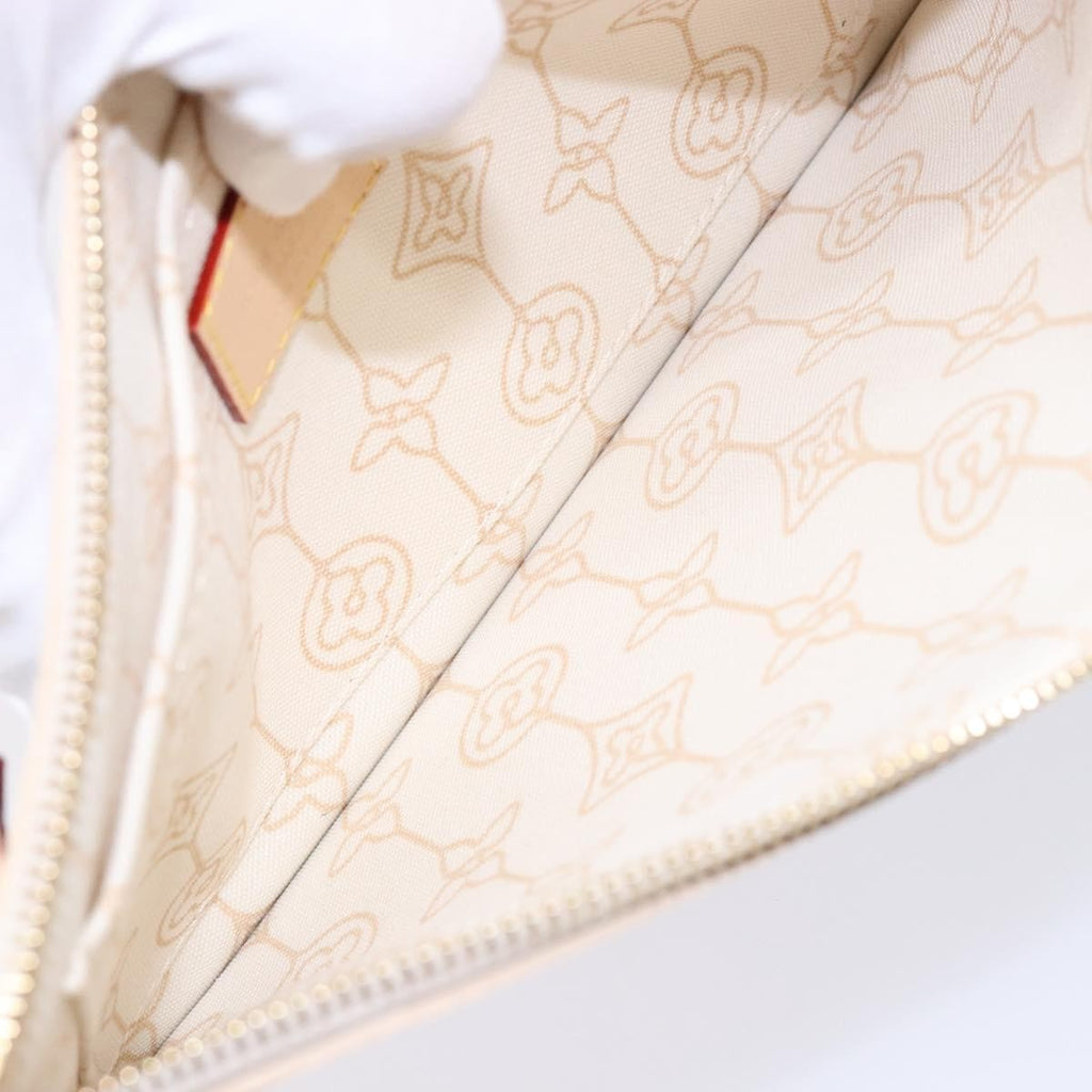 Louis Vuitton Neverfull Pochette Damier White Canvas Bag (Authentic  )