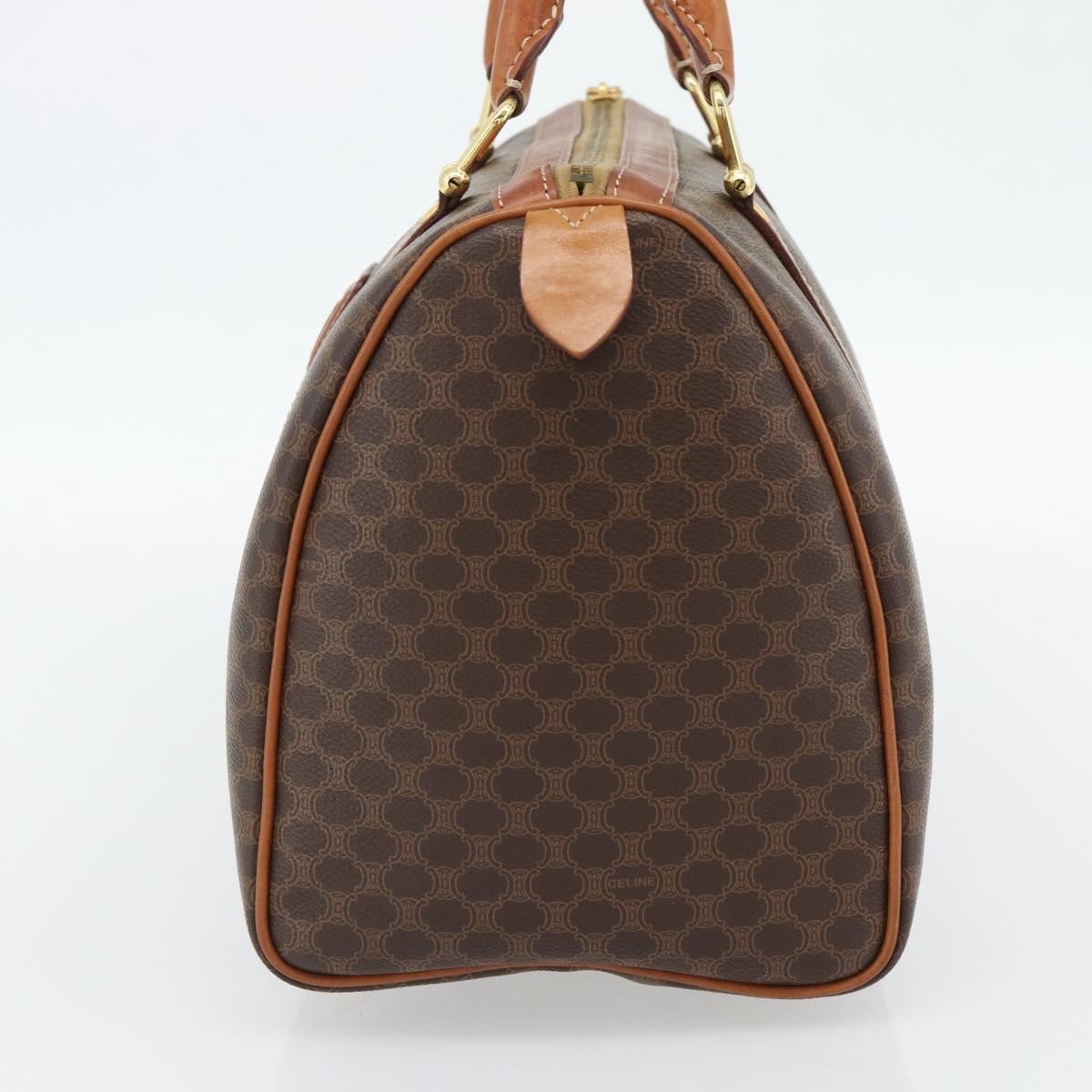 Celine Vintage Macadam Boston Bag Canvas And Leather Brown Pvc Handbag ( )