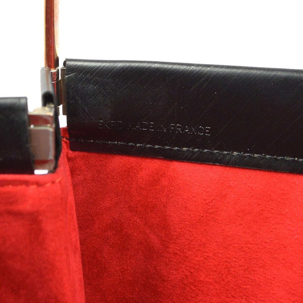 Cartier Trinity Hand Bag Leather Black Leather Handbag (Authentic  )