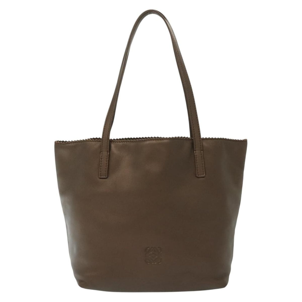 Loewe Anagram Handbag Leather Brown Leather Handbag (Authentic  )