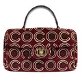Chanel Cc Top Handle Bag Coco Print Velvet Burgundy Velvet Handbag (Authentic  )