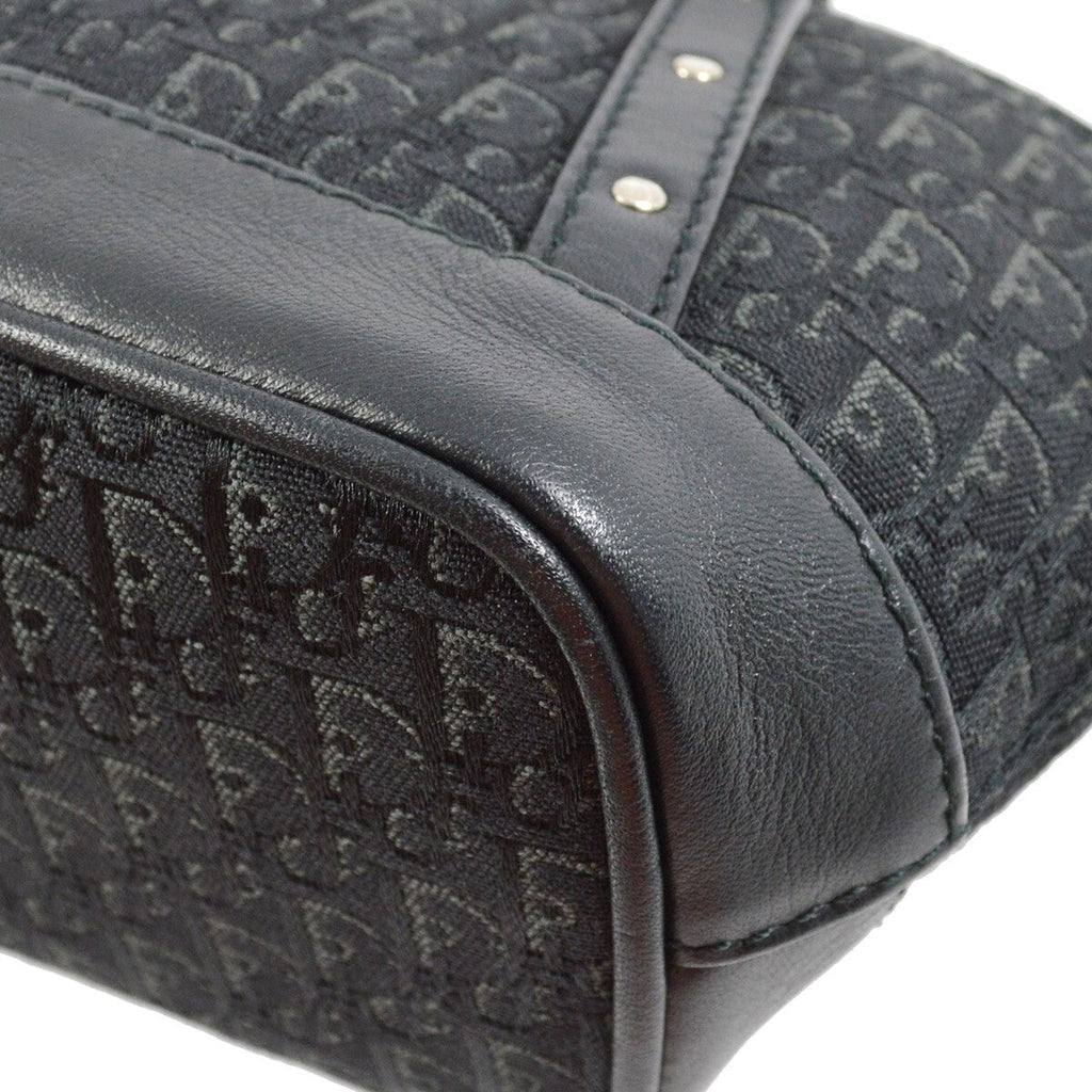 Christian Dior Vintage Trotter Handbag Canvas Black Canvas Handbag (Authentic  )