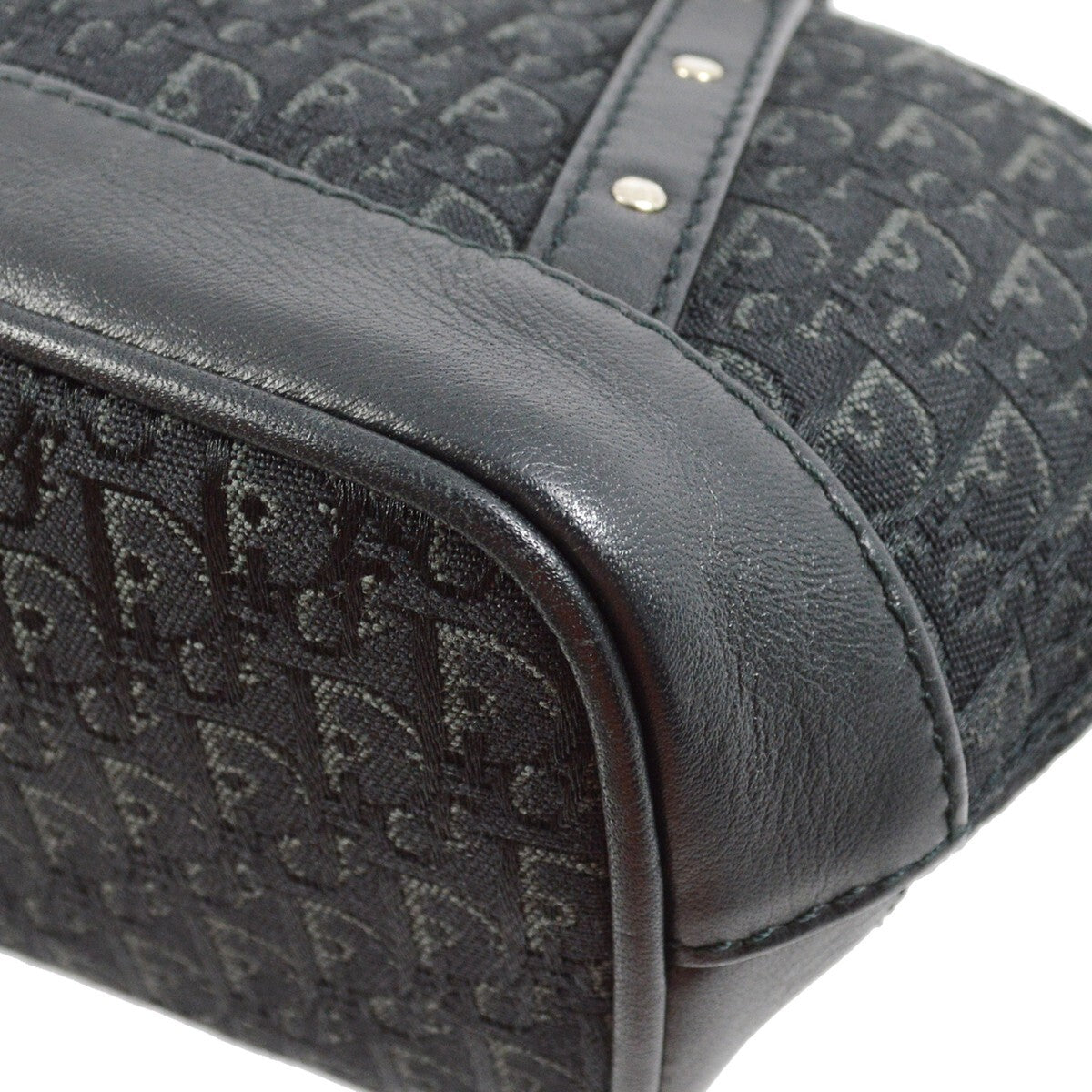 Christian Dior Vintage Trotter Handbag Canvas Black Canvas Handbag (Authentic  )