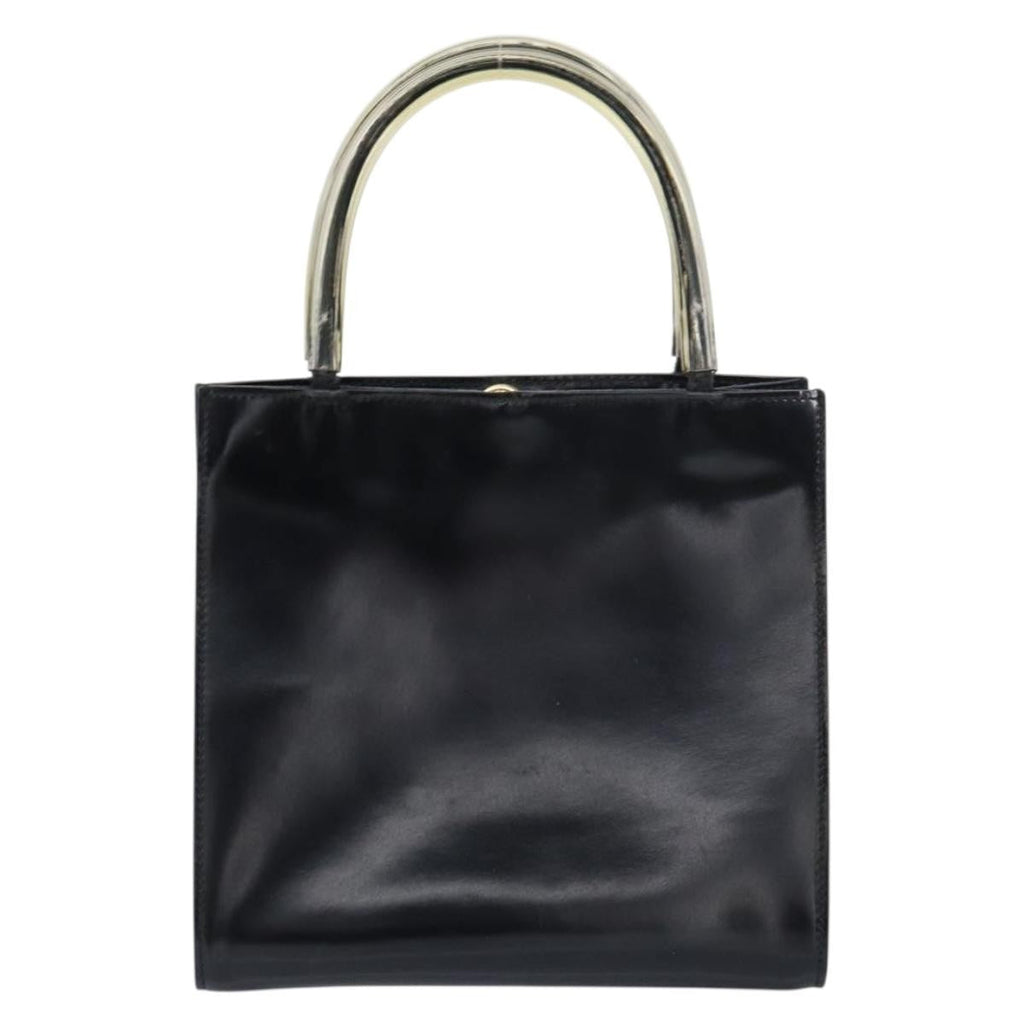 Salvatore Ferragamo Vintage Handbag Patent Leather Black Patent_Leather Handbag (Authentic  )