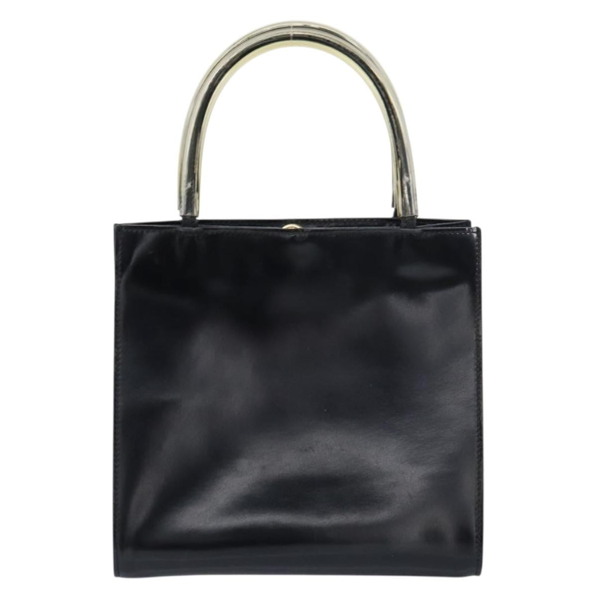 Salvatore Ferragamo Vintage Handbag Patent Leather Black Patent_Leather Handbag (Authentic  )