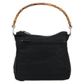 Gucci Vintage Bamboo Handle Bag Nylon Black Nylon Handbag (Authentic  )