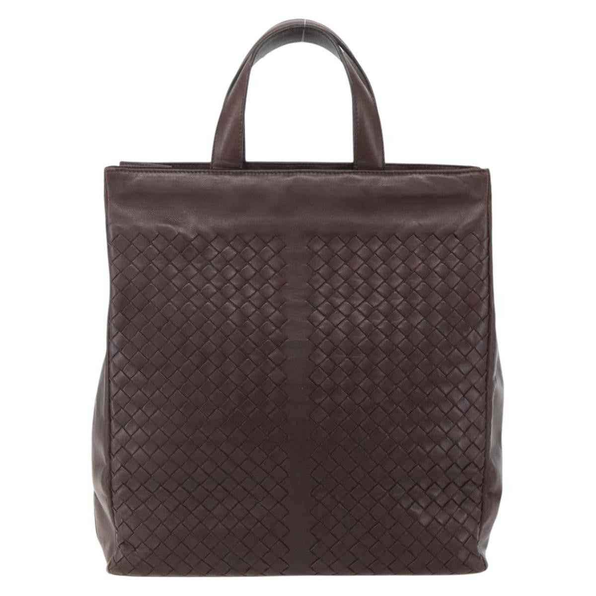 Bottega Veneta Intrecciato Handbag Leather Brown Leather Handbag (Authentic  )