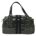 Salvatore Ferragamo Vintage Handbag Patent Leather Khaki Patent_Leather Handbag (Authentic  )