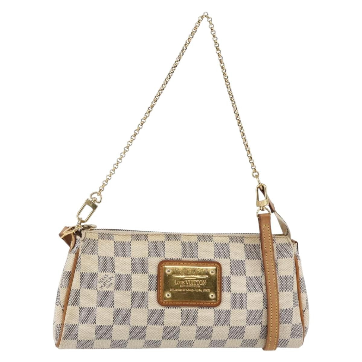 Louis Vuitton Eva Handbag Damier White Canvas Bag (Authentic  )