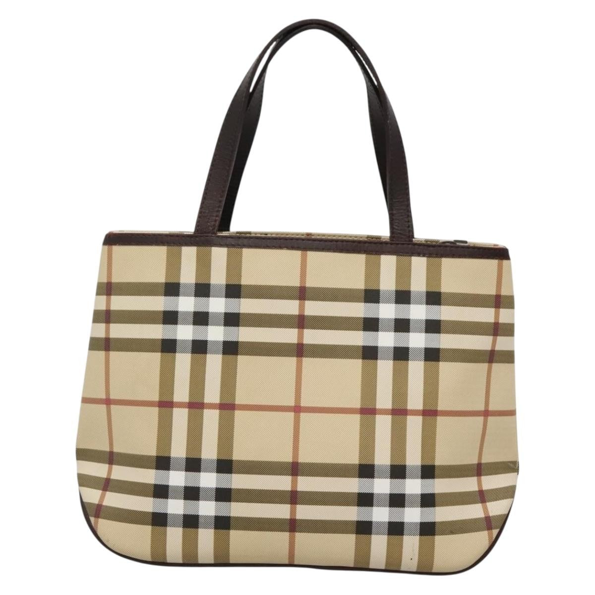 Burberry Nova Check Handbag Nova Check Canvas Beige Canvas Handbag (Authentic  )