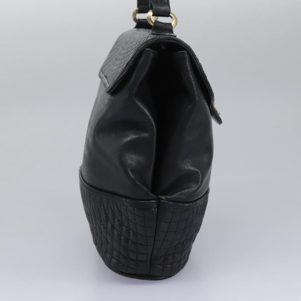 Bally Vintage Handbag Quilted Leather Black Leather Handbag ( )
