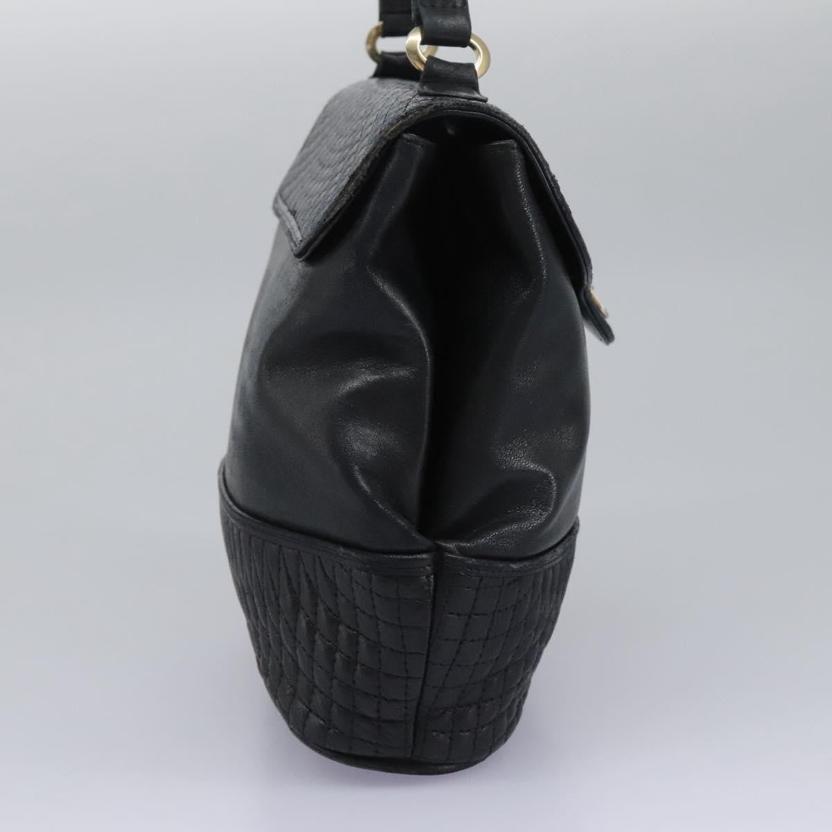 Bally Vintage Handbag Quilted Leather Black Leather Handbag ( )