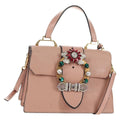 Miu Miu Madras Crystal Buckle Shoulder Bag Leather Pink Leather Handbag (Authentic  )