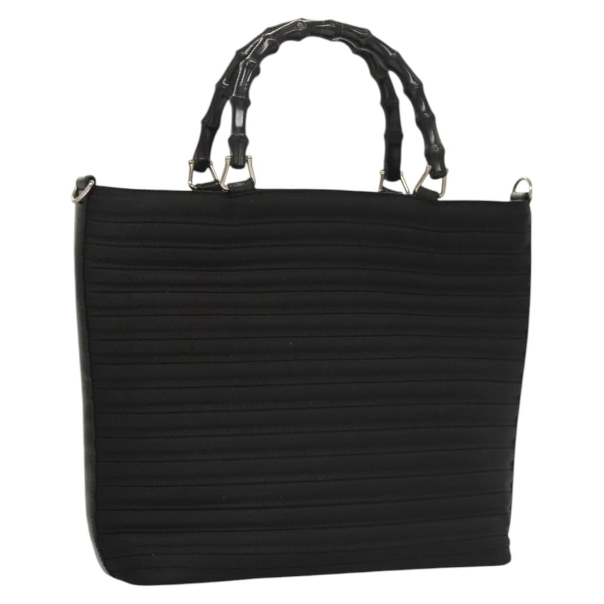 Gucci Vintage Bamboo Handle Bag Nylon Black Nylon Handbag ( )