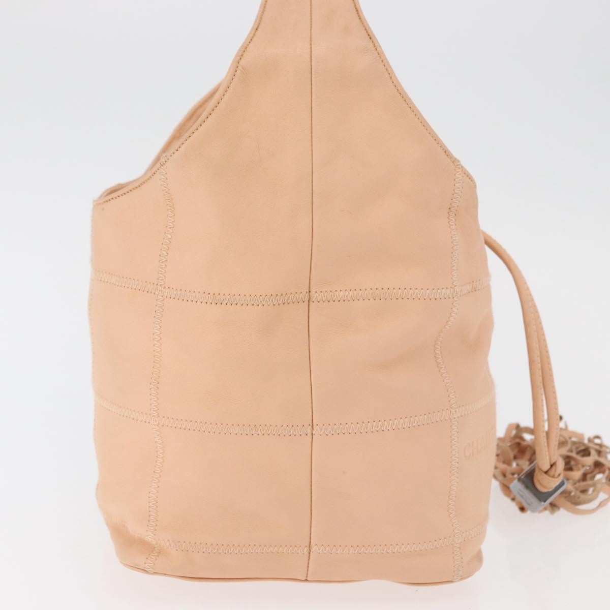 Chanel Square Stitch Tassel Hobo Quilted Leather Pink Leather Handbag ( )