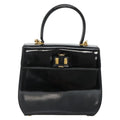 Salvatore Ferragamo Gancini Handbag Patent Leather Black Patent_Leather Handbag (Authentic  )