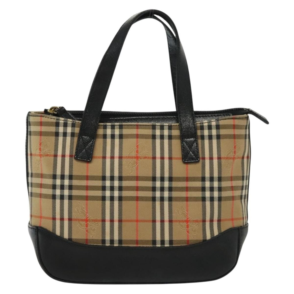 Burberry Nova Handbag Check Pattern Beige Canvas Bag (Authentic  )