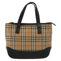 Burberry Nova Handbag Check Pattern Beige Canvas Bag (Authentic  )