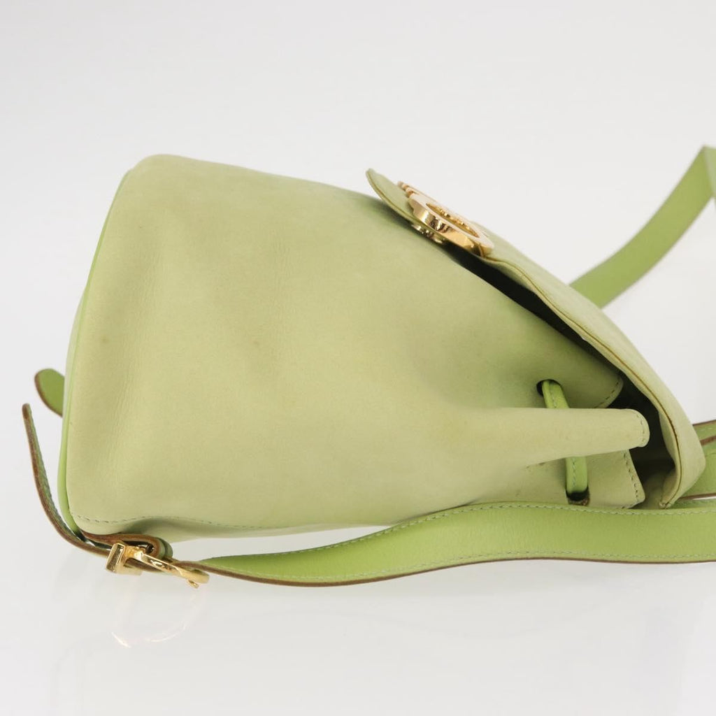 Salvatore Ferragamo Gancini Backpack Suede Green Suede Backpack Bag (Authentic  )