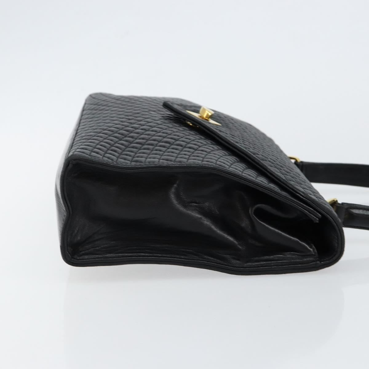 Bally Vintage Flap Handbag Quilted Leather Black Leather Handbag (Authentic  )