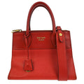 Prada Paradigme Tote Saffiano With City Calf Red Leather Handbag ( )