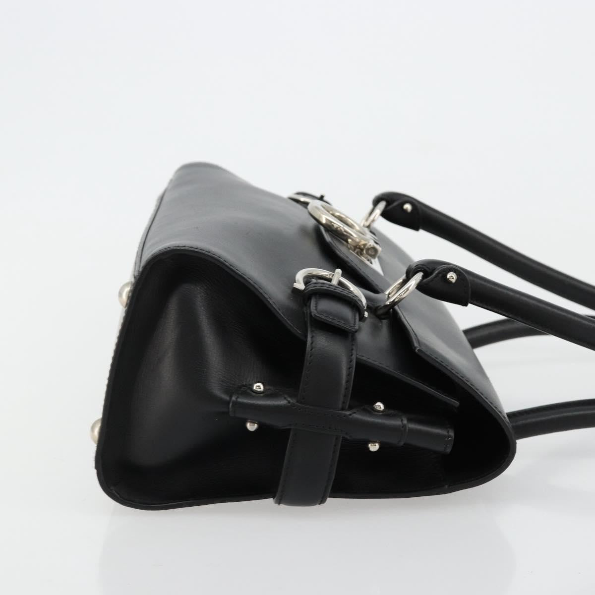 Salvatore Ferragamo Gina Satchel Leather Black Leather Handbag ( )