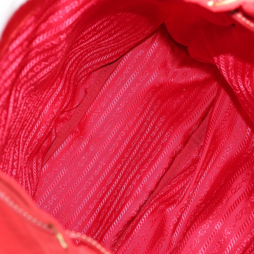 Prada Vela Double Front Pocket Backpack Tessuto With Saffiano Leather Red Nylon Backpack Bag (Authentic  )