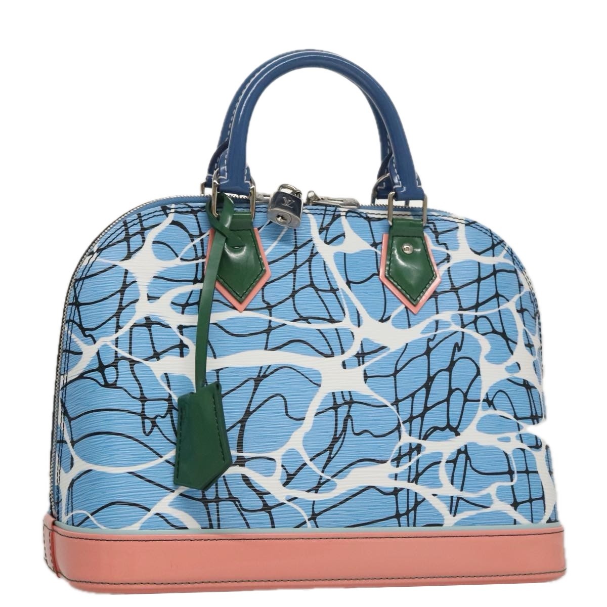 Louis Vuitton Alma Handbag Limited Edition Print Epi Leather Blue Leather Handbag (Authentic  )