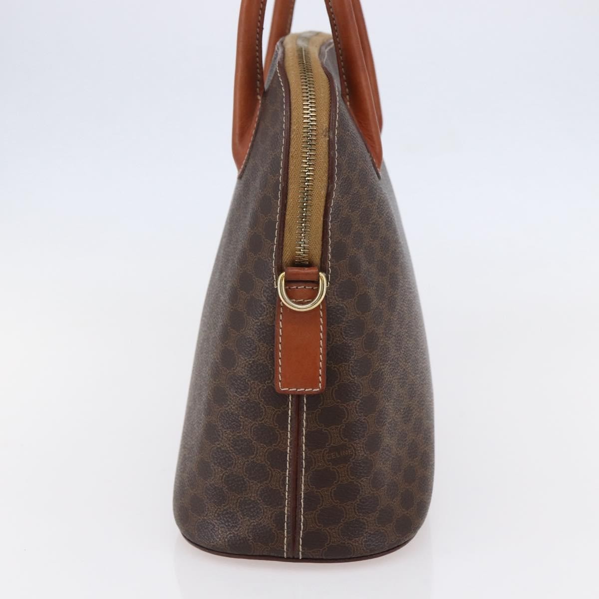 Celine Vintage Macadam Handbag Canvas Brown Canvas Handbag (Authentic  )