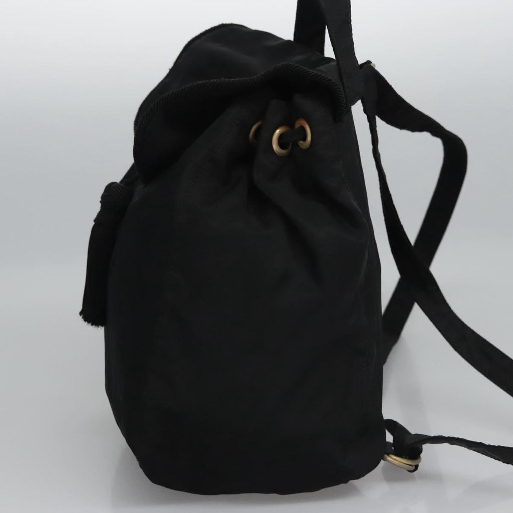 Prada Flap Drawstring Backpack Tessuto Black Nylon Backpack Bag (Authentic  )