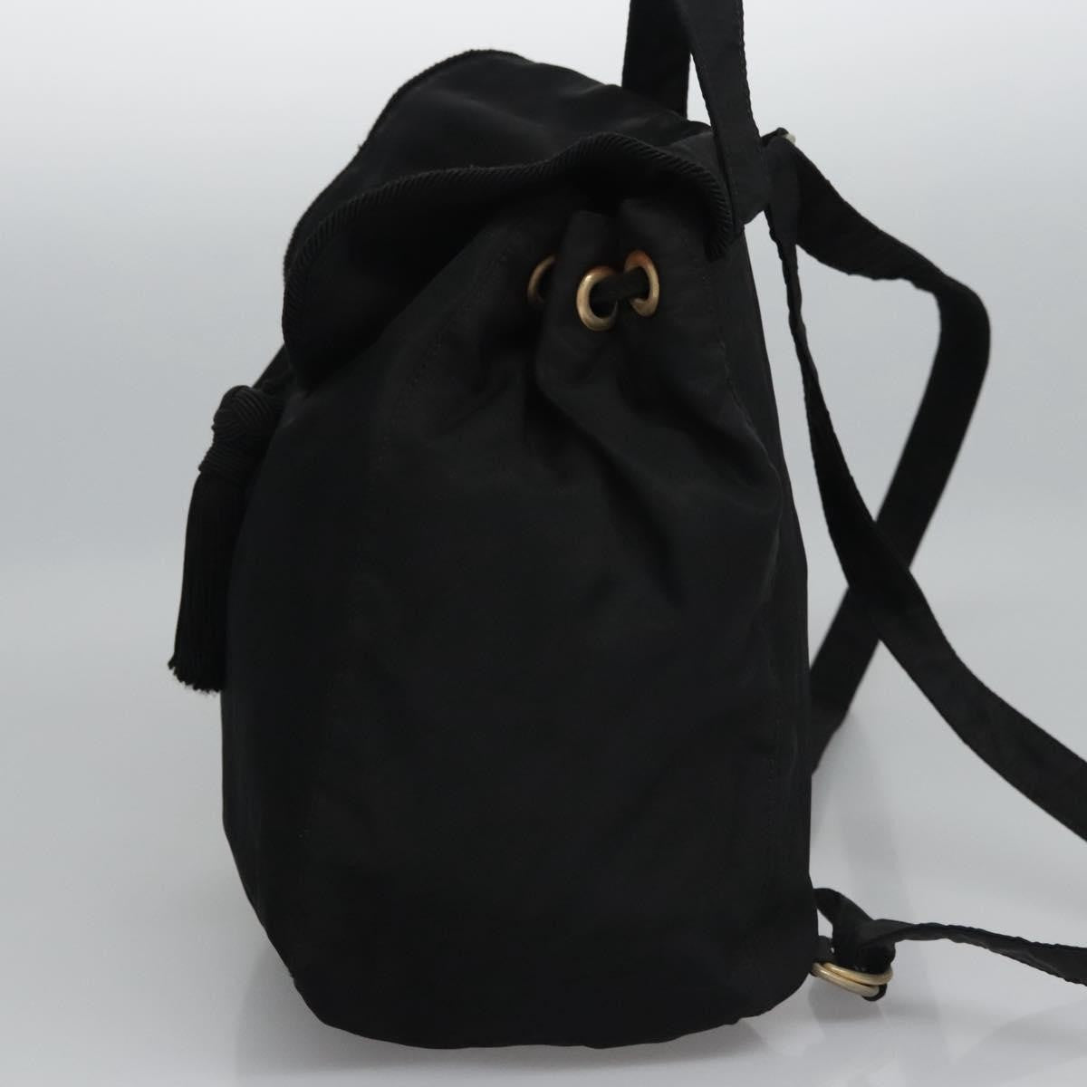 Prada Flap Drawstring Backpack Tessuto Black Nylon Backpack Bag (Authentic  )